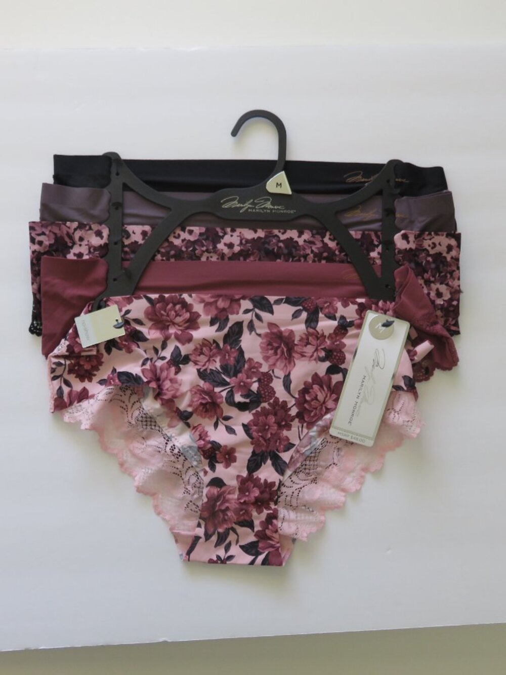 (#135) MARILYN MONROE multi Print 5-Pack Lace No-Show Panties